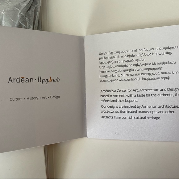 Armenian 100% Silk Scarf Hand Made in Yerevan Yellow/Grey St. Gregory Prayer NWT - Picture 9 of 16